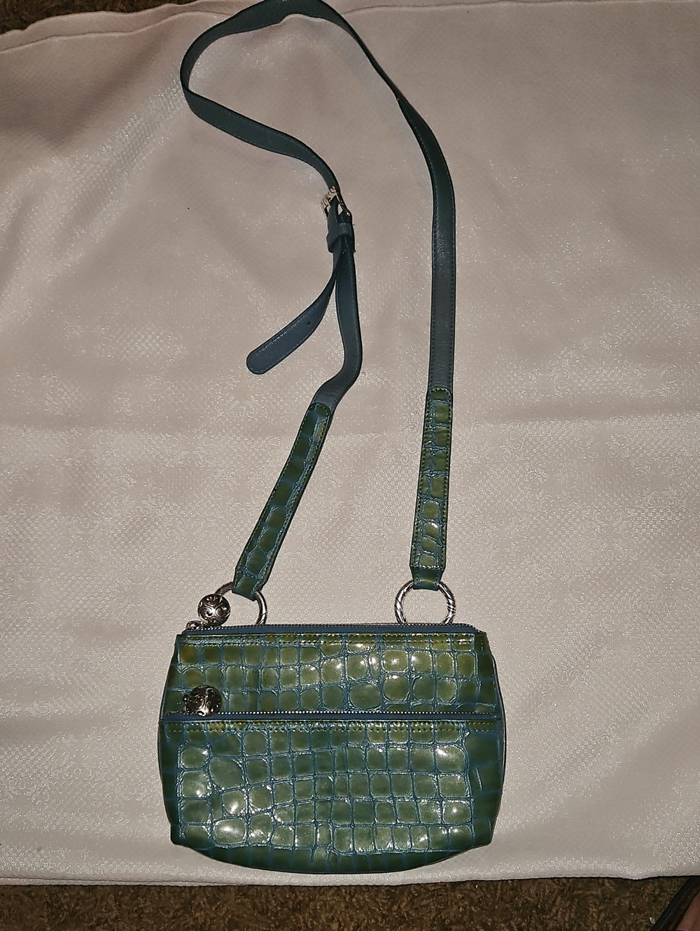 Brighton Green Croc-Embossed Crossbody Bag - Women's